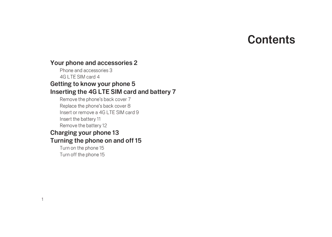 Verizon Cell Phone manual Contents 