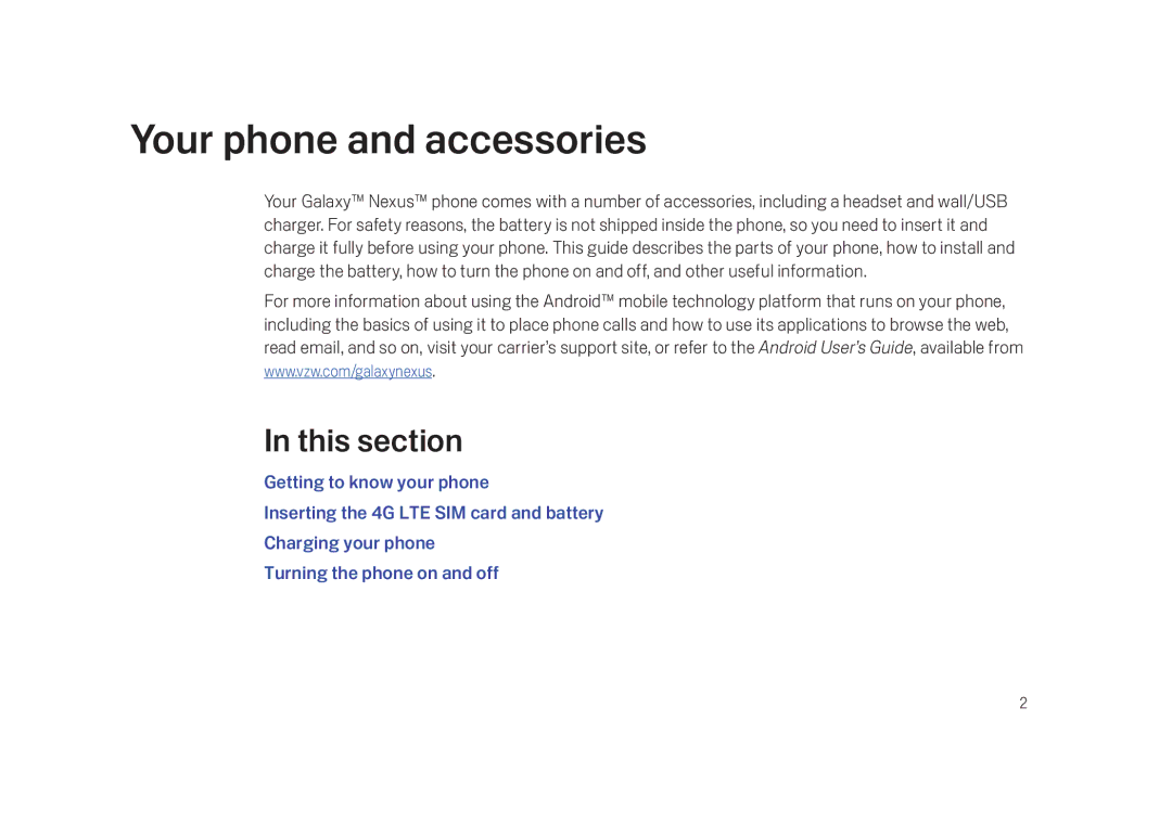 Verizon Cell Phone manual Your phone and accessories, This section 