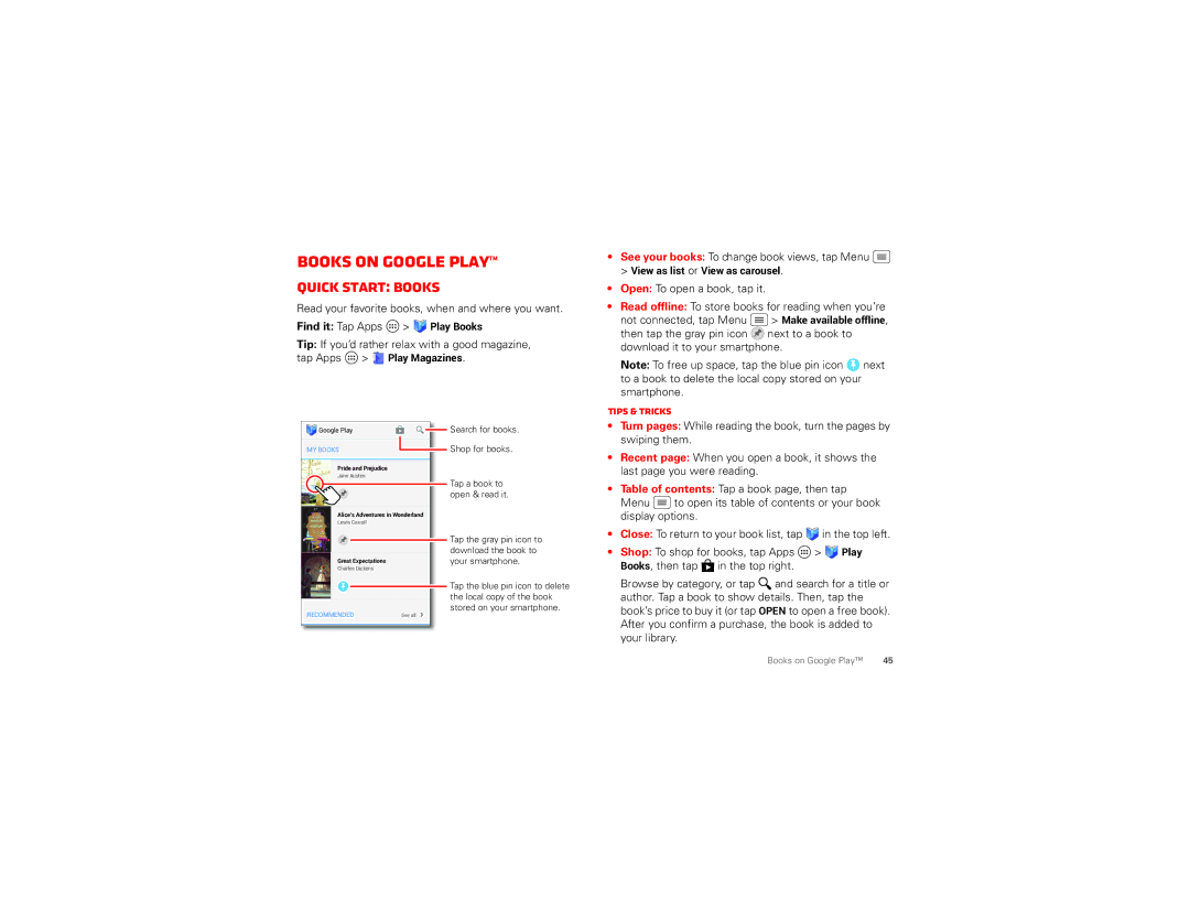 Verizon DROID RAZR MAXX, XT912M manual Books on Google Play, Quick start Books 