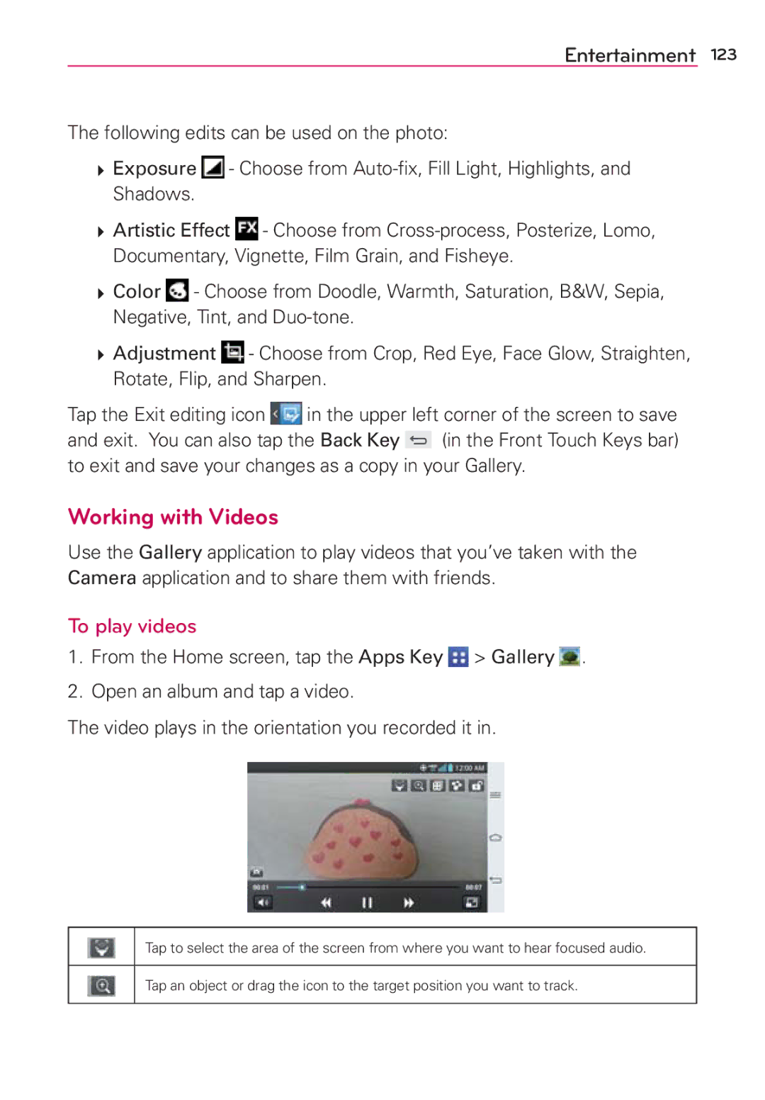 Verizon G2 manual Working with Videos, To play videos 