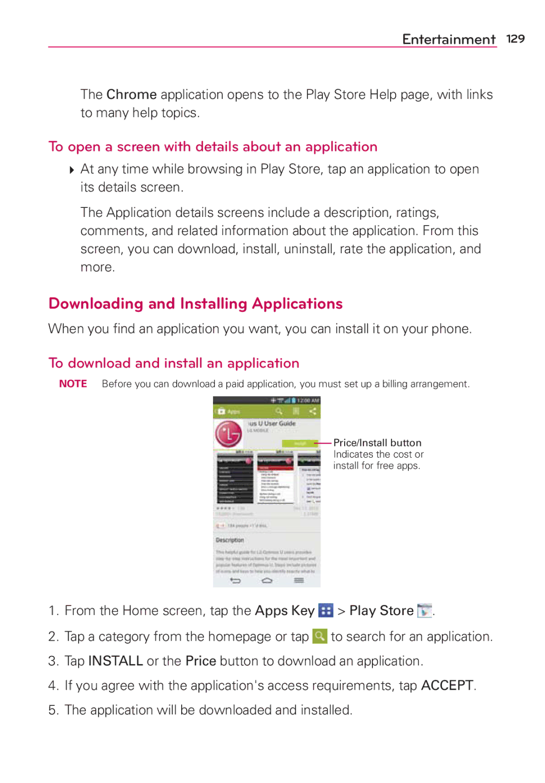 Verizon G2 manual Downloading and Installing Applications, To open a screen with details about an application 