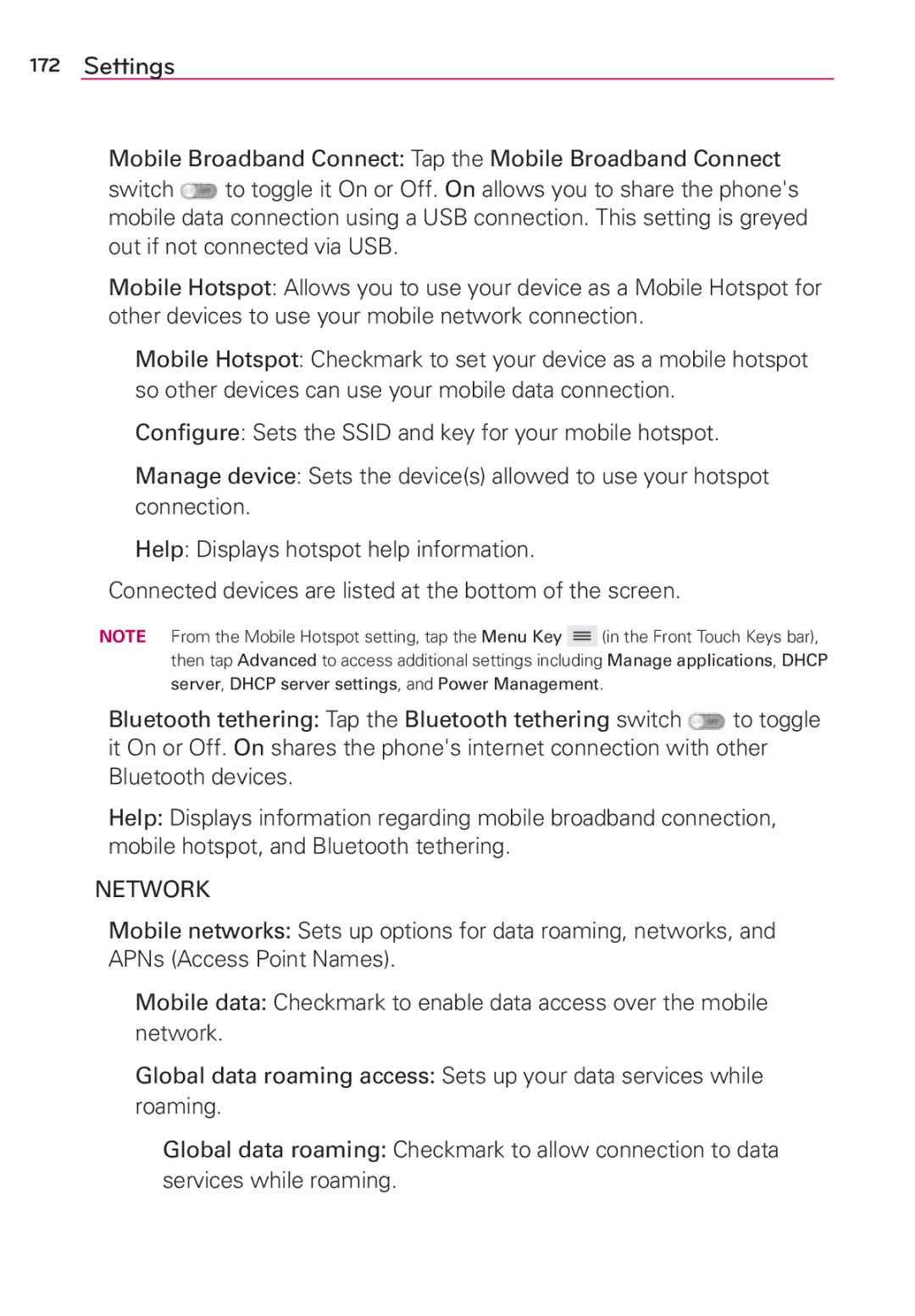 Verizon G2 manual Network 