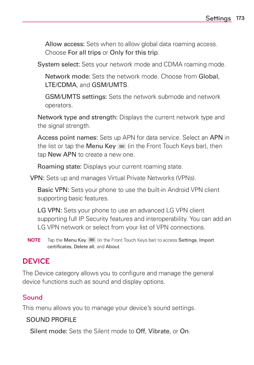 Verizon G2 manual This menu allows you to manage your device’s sound settings, Sound Profile 