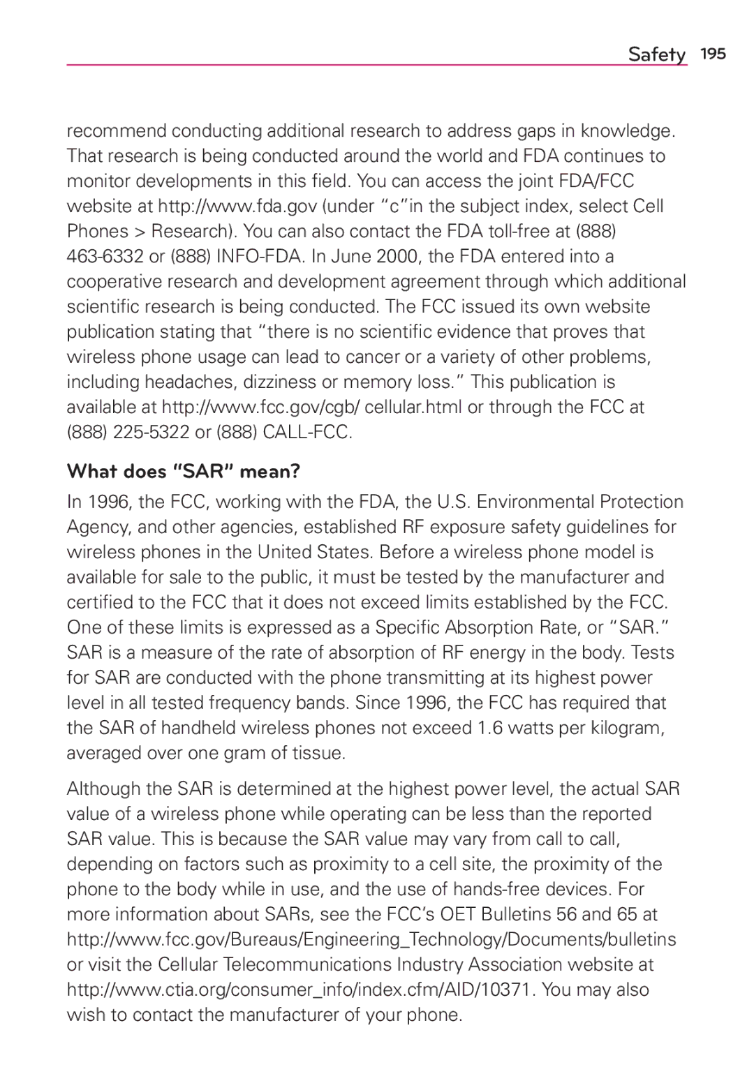 Verizon G2 manual What does SAR mean? 