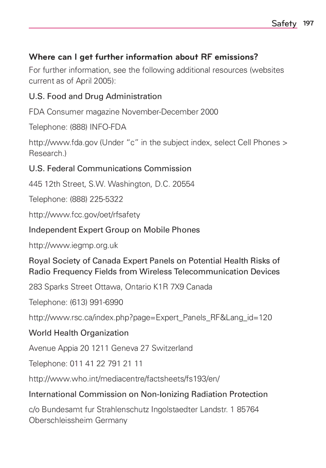 Verizon G2 manual Where can I get further information about RF emissions? 