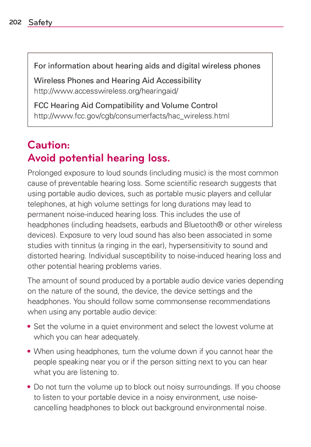 Verizon G2 manual Avoid potential hearing loss 