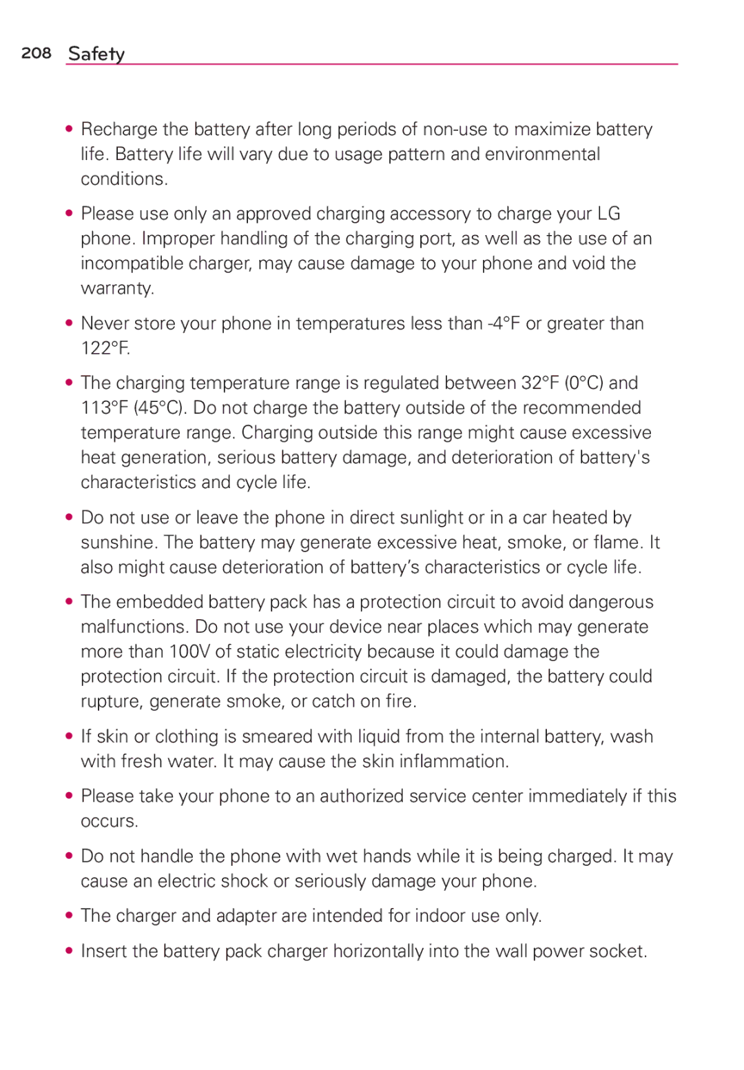 Verizon G2 manual Safety 