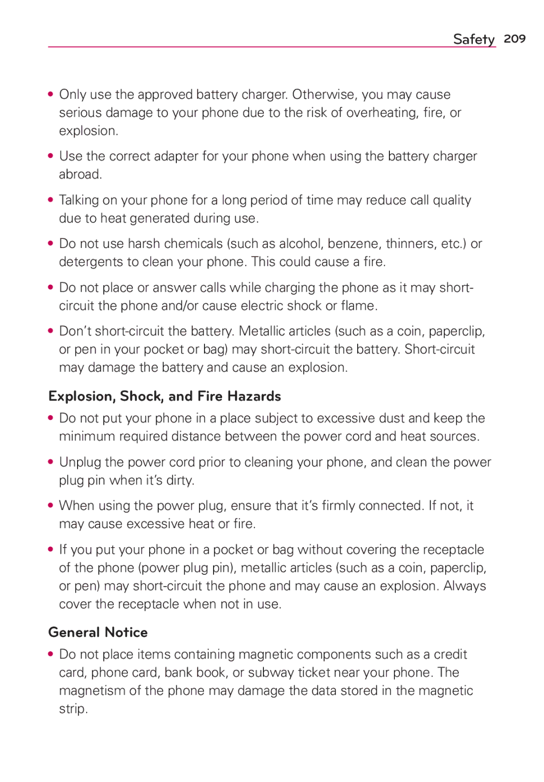 Verizon G2 manual Explosion, Shock, and Fire Hazards, General Notice 