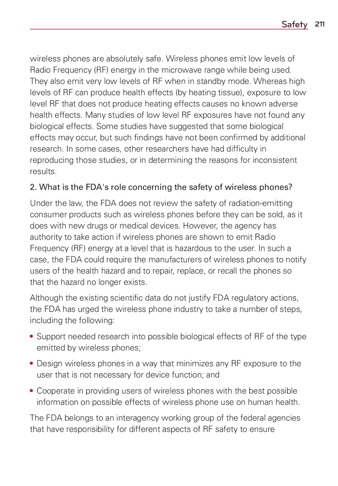 Verizon G2 manual Safety 