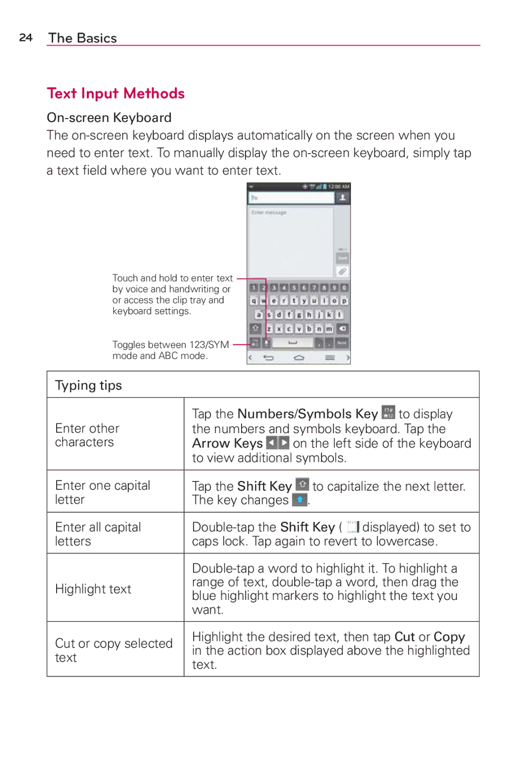 Verizon G2 manual Text Input Methods 