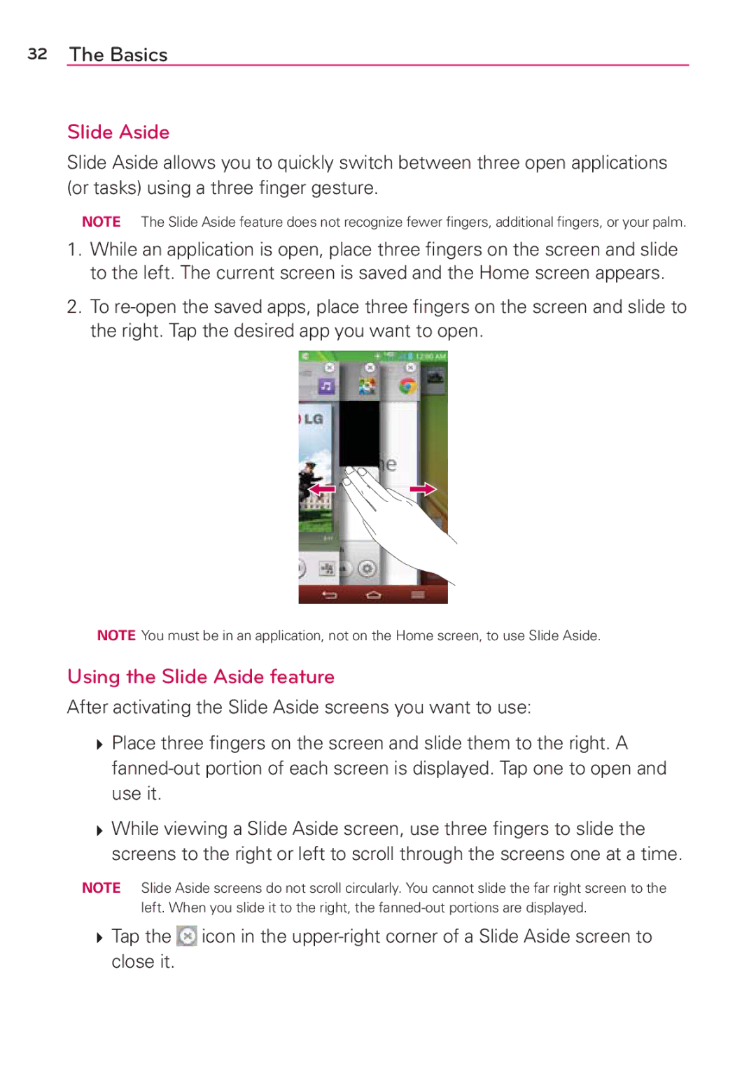 Verizon G2 manual Using the Slide Aside feature 