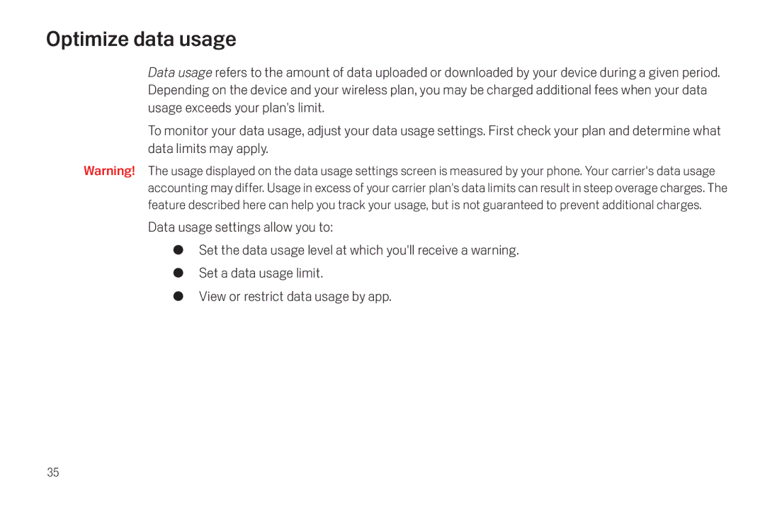 Verizon Galaxy Nexus manual Optimize data usage 