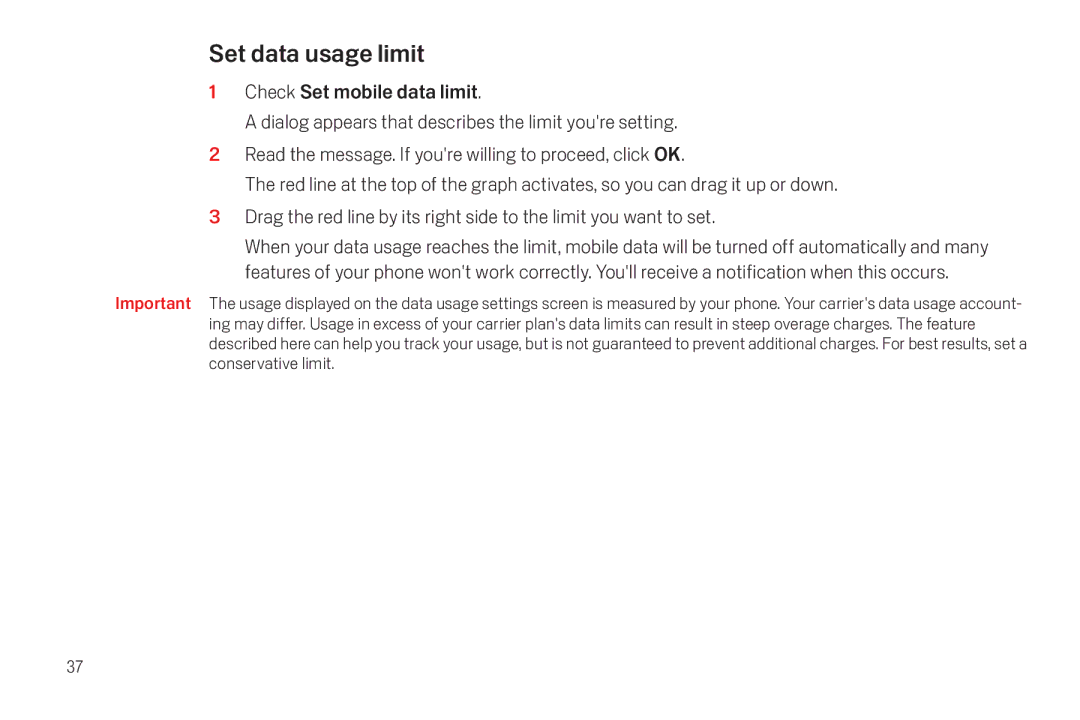 Verizon Galaxy Nexus manual Set data usage limit 