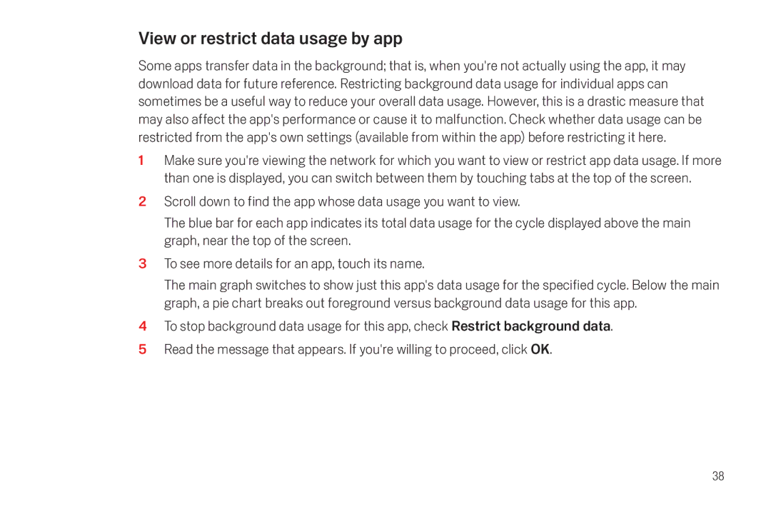 Verizon Galaxy Nexus manual View or restrict data usage by app 