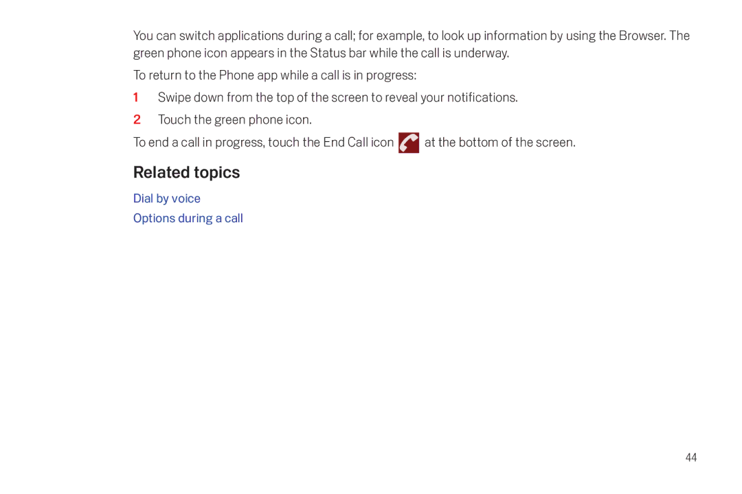 Verizon Galaxy Nexus manual Dial by voice Options during a call 