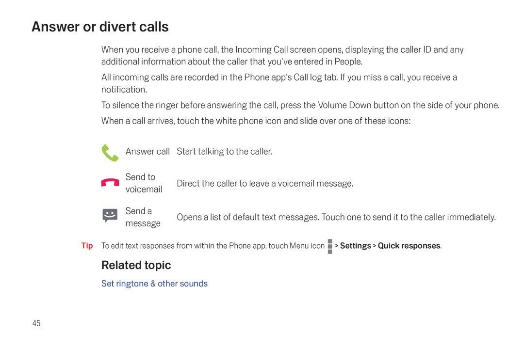 Verizon Galaxy Nexus manual Answer or divert calls, Related topic 