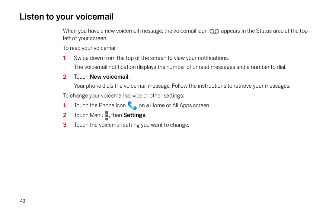 Verizon Galaxy Nexus manual Listen to your voicemail 