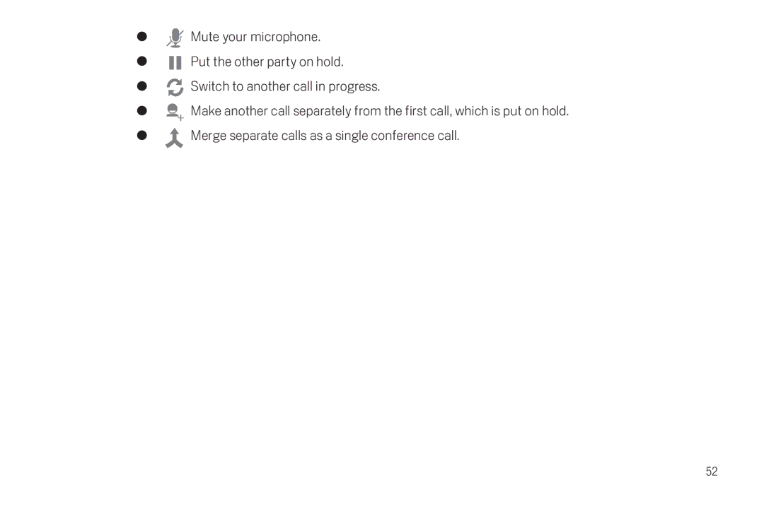 Verizon Galaxy Nexus manual Merge separate calls as a single conference call 