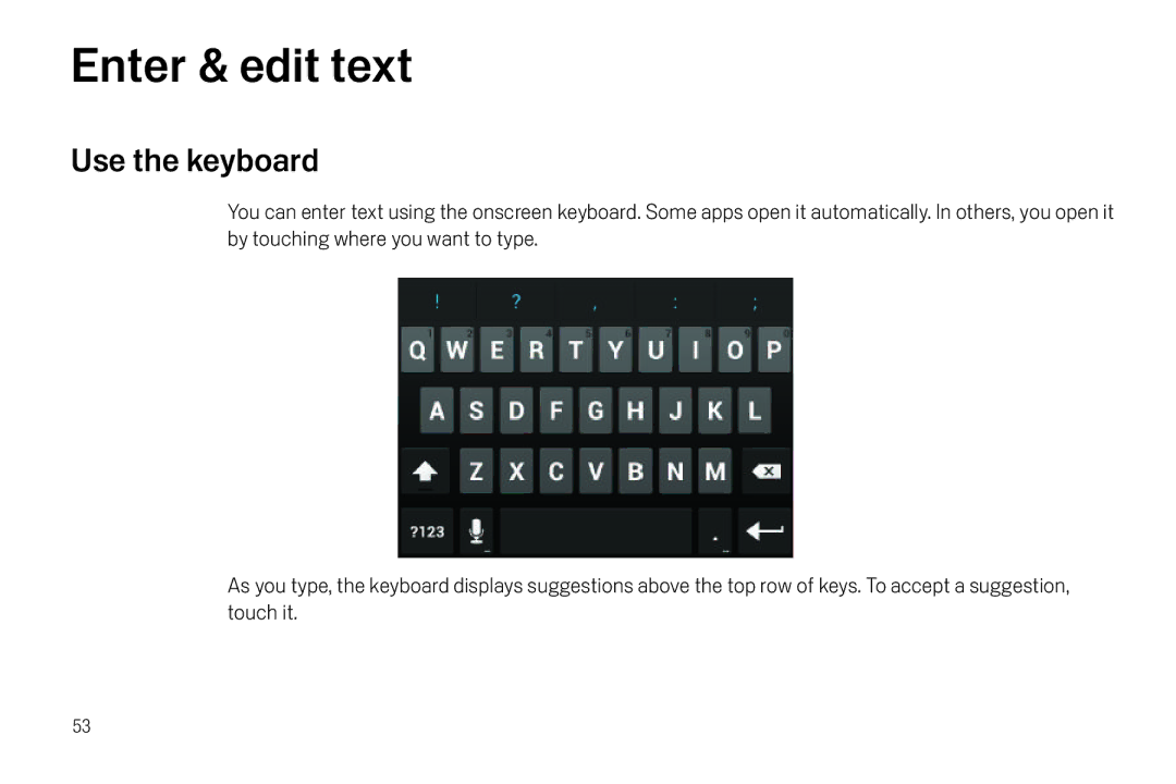 Verizon Galaxy Nexus manual Enter & edit text, Use the keyboard 