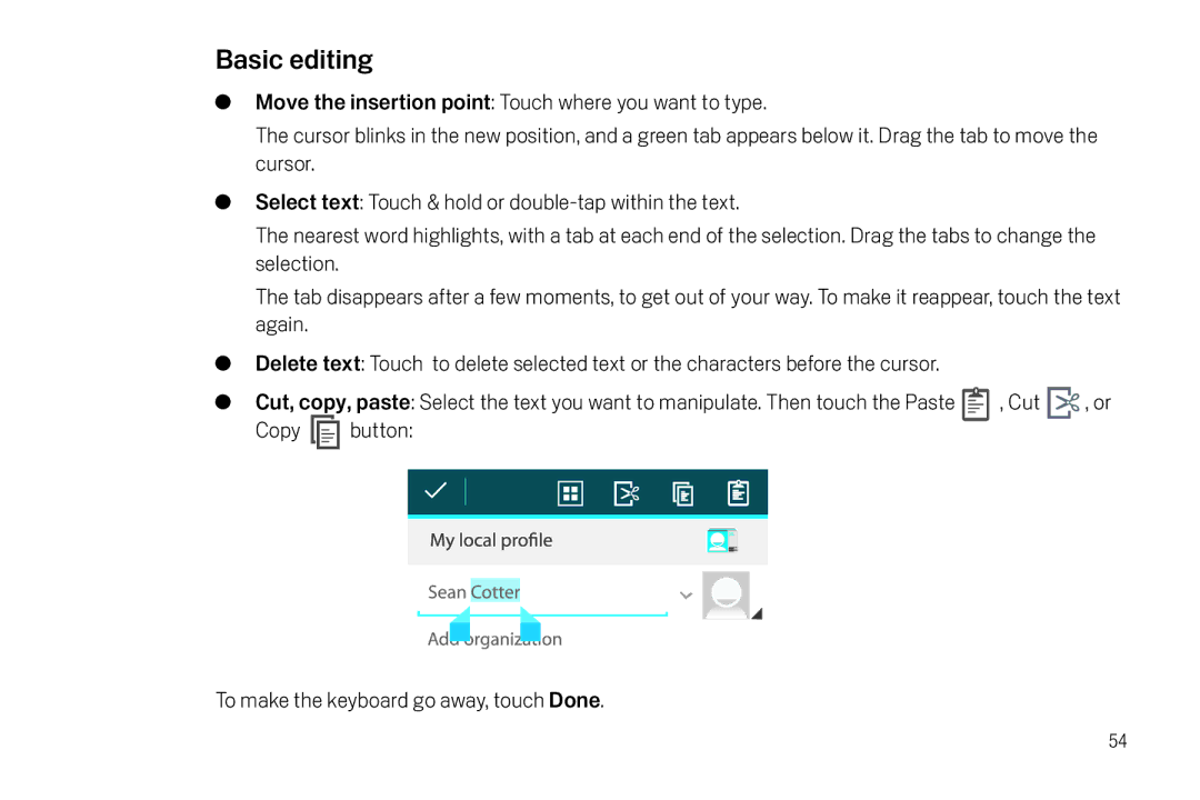 Verizon Galaxy Nexus manual Basic editing 