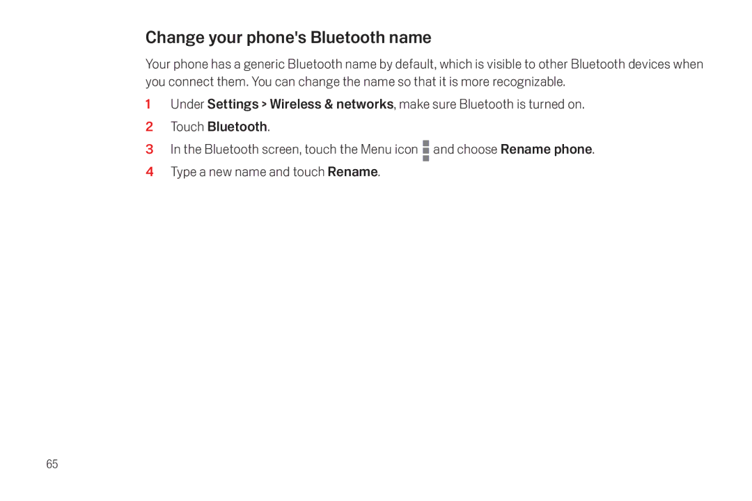 Verizon Galaxy Nexus manual Change your phones Bluetooth name 