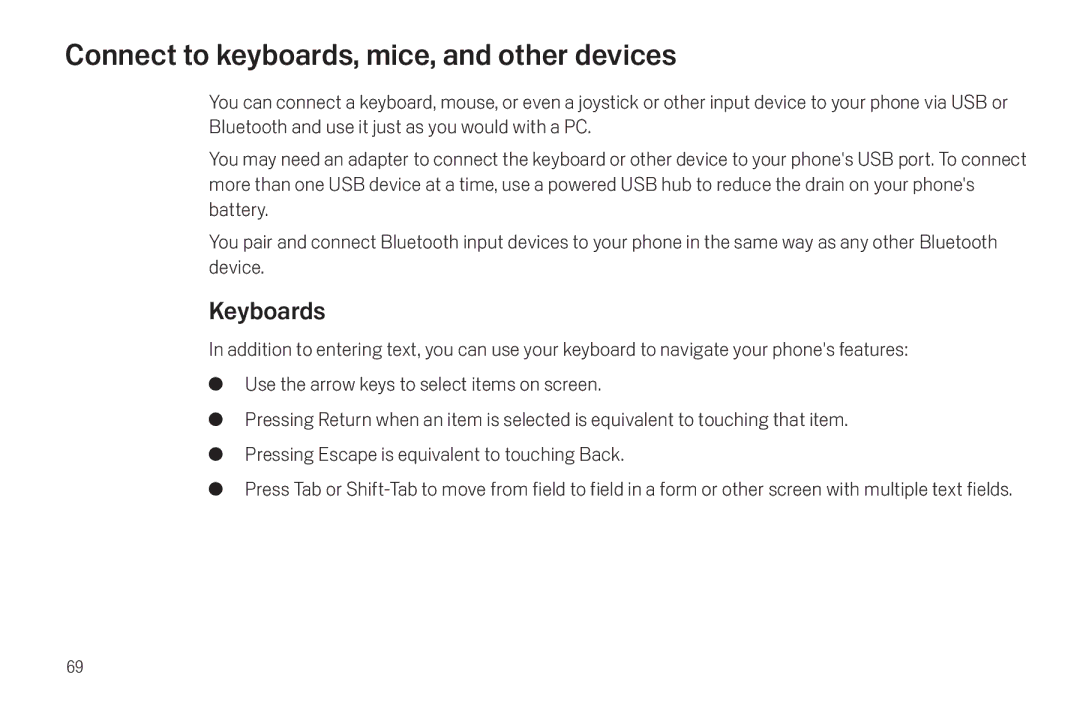 Verizon Galaxy Nexus manual Connect to keyboards, mice, and other devices, Keyboards 