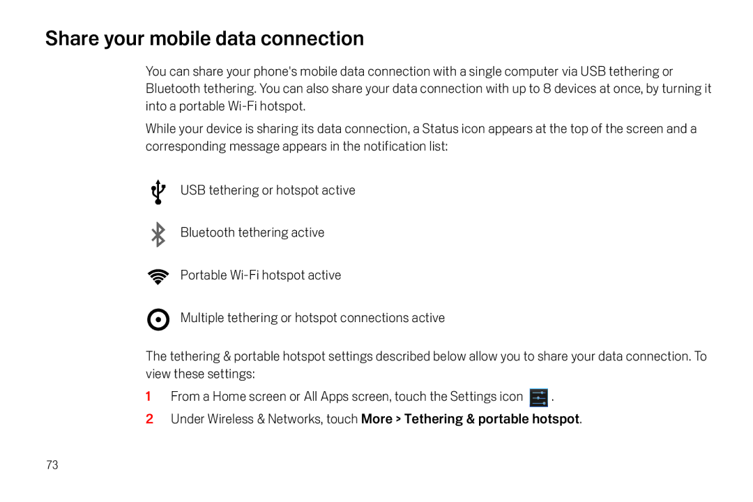 Verizon Galaxy Nexus manual Share your mobile data connection 