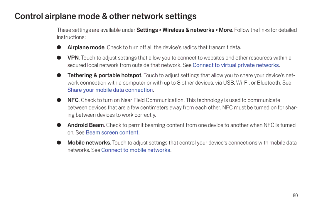 Verizon Galaxy Nexus manual Control airplane mode & other network settings 