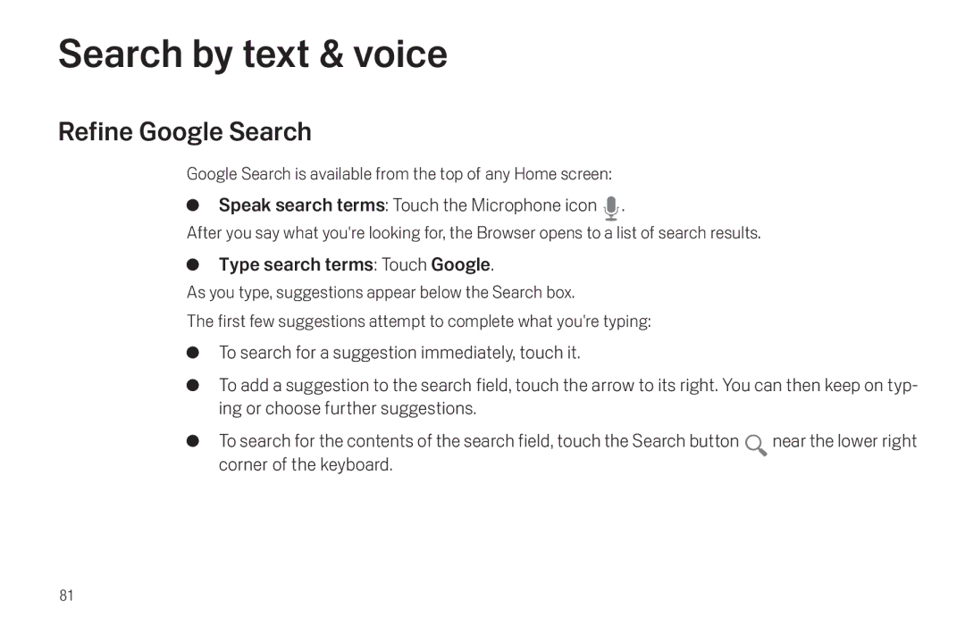 Verizon Galaxy Nexus manual Search by text & voice, Refine Google Search 