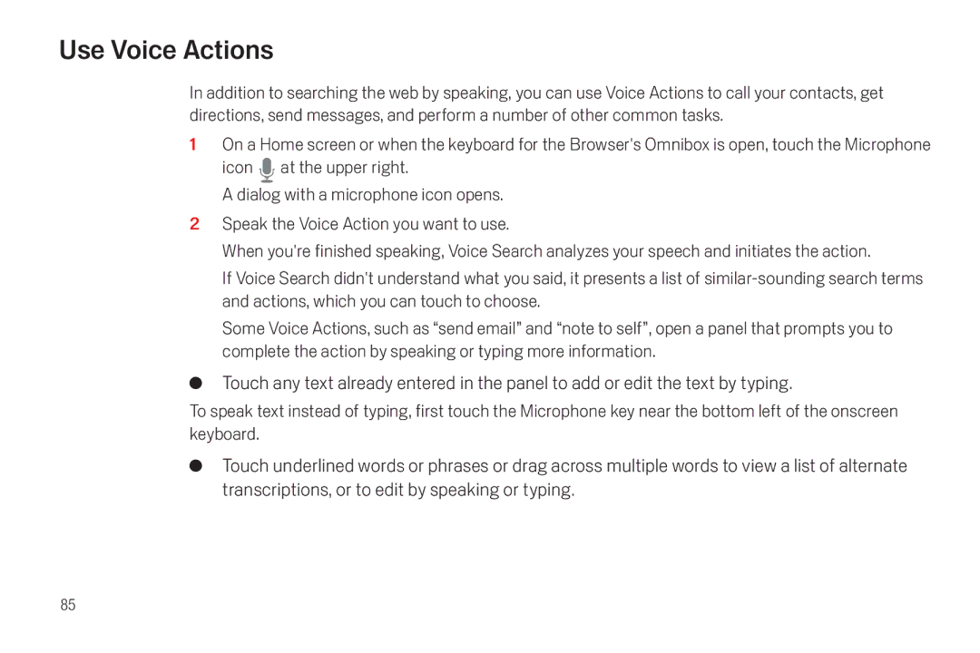 Verizon Galaxy Nexus manual Use Voice Actions 