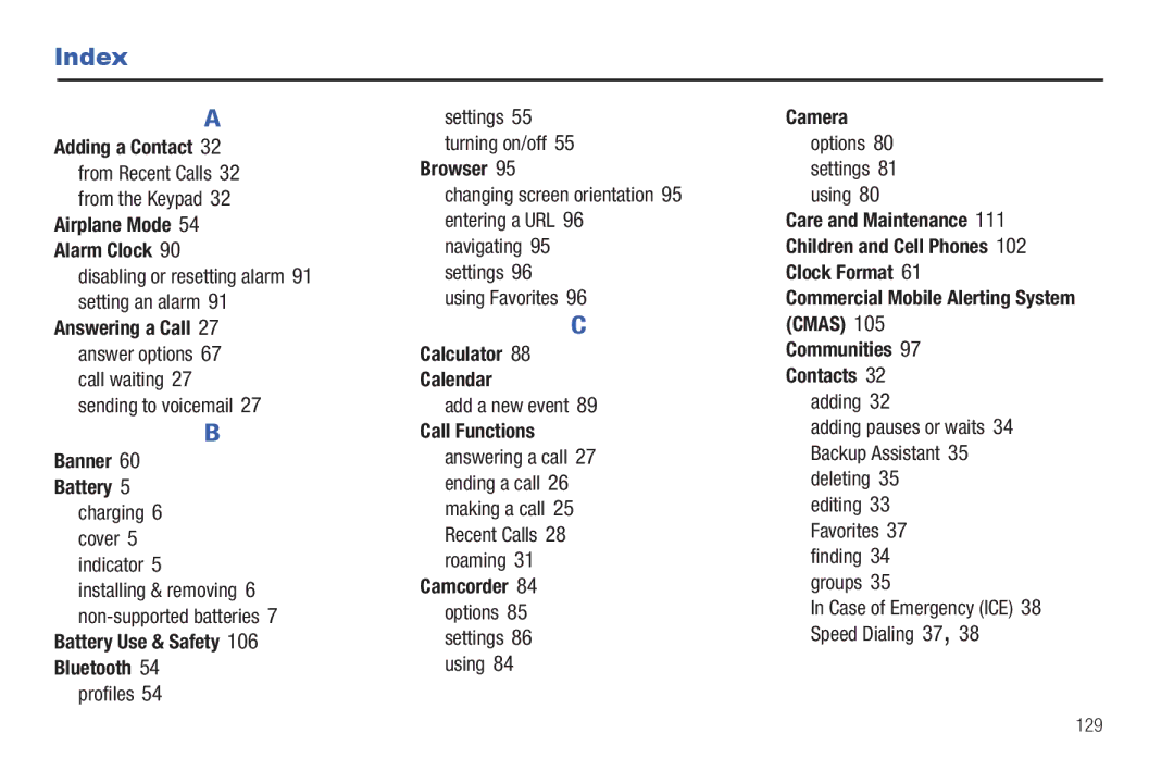 Verizon GH68-36252A manual Index 