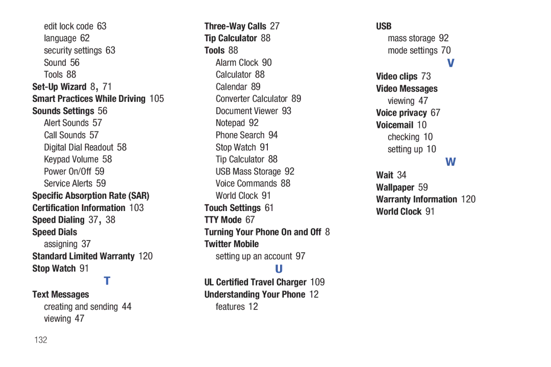 Verizon GH68-36252A Three-Way Calls, Tip Calculator, Tools, Set-Up Wizard 8, Smart Practices While Driving, Twitter Mobile 