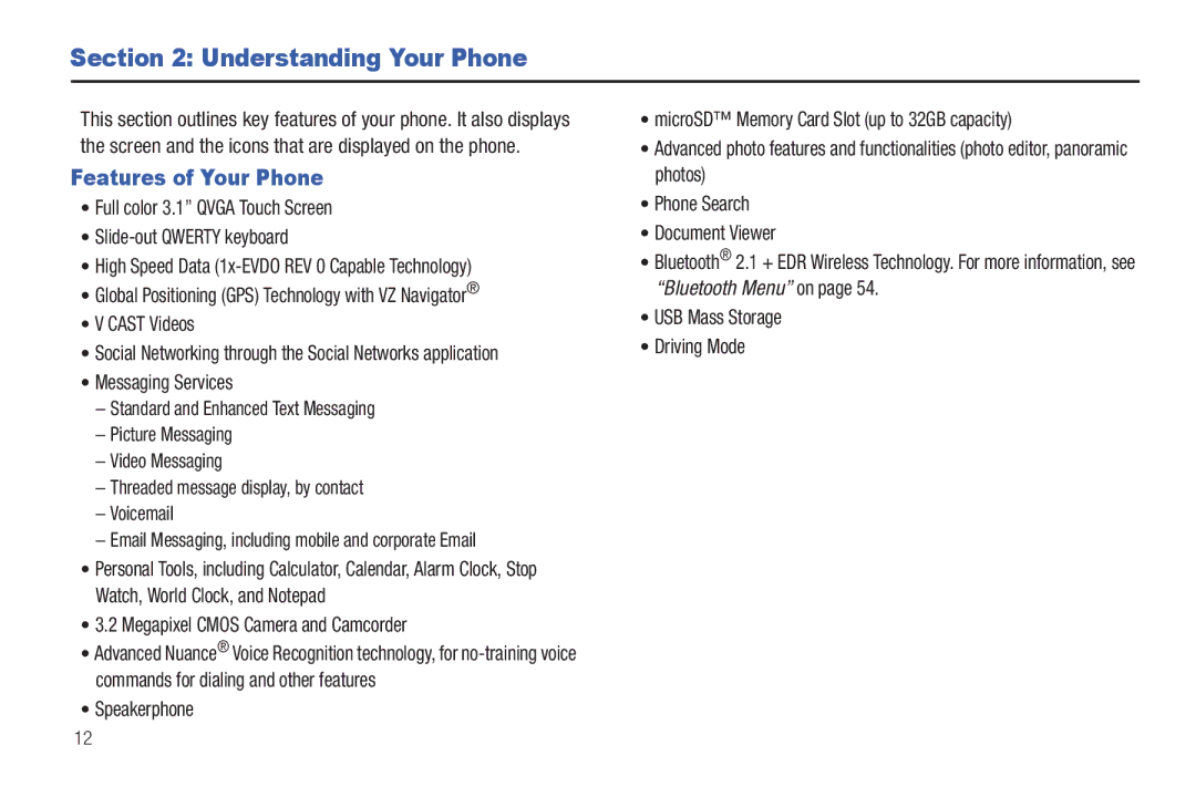 Verizon GH68-36252A manual Understanding Your Phone, Features of Your Phone 