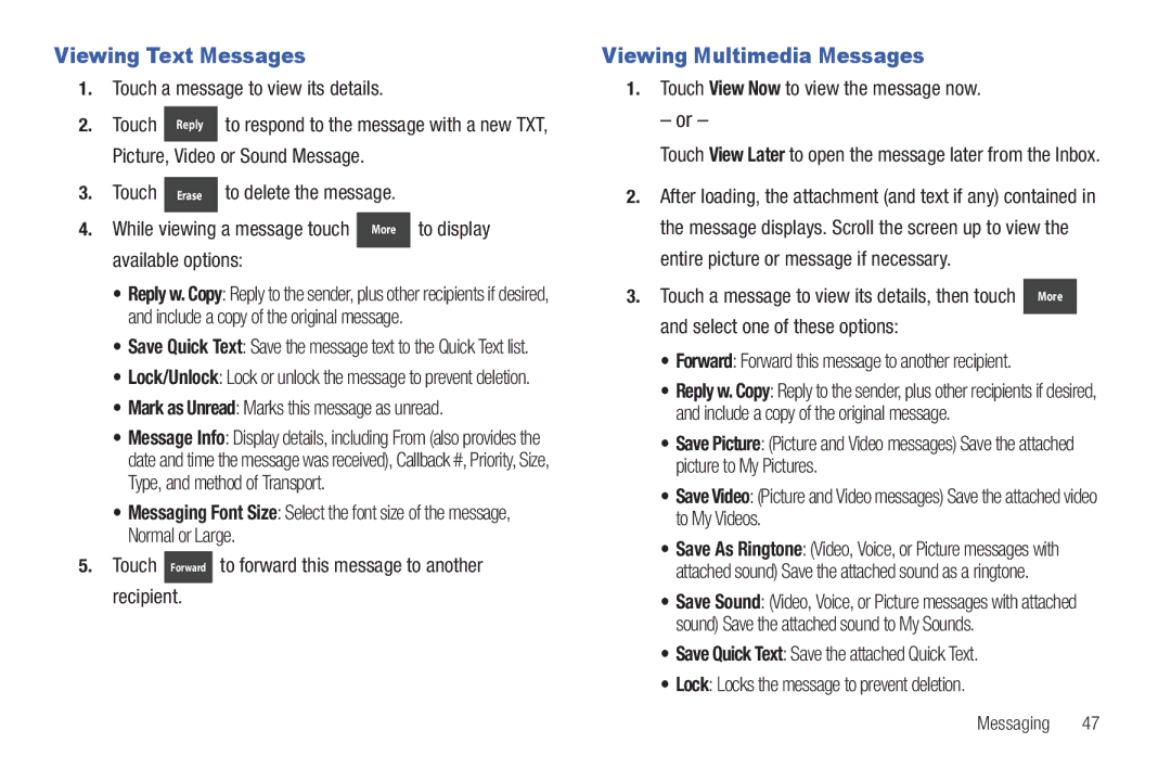 Verizon GH68-36252A manual Viewing Text Messages, Viewing Multimedia Messages 