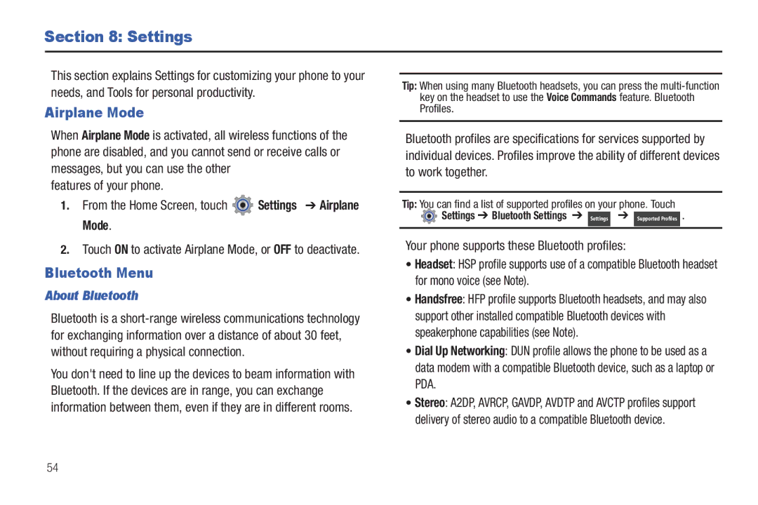 Verizon GH68-36252A manual Features of your phone, From the Home Screen, touch Settings Airplane Mode 