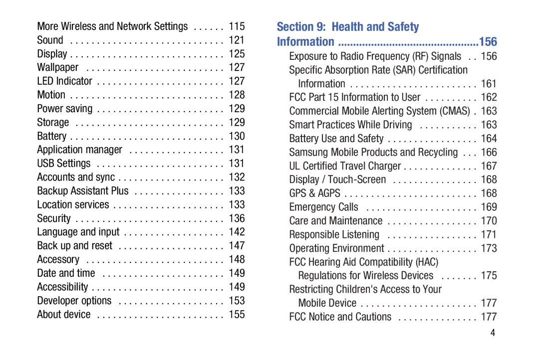 Verizon GH68-36971A manual Health and Safety, 156 