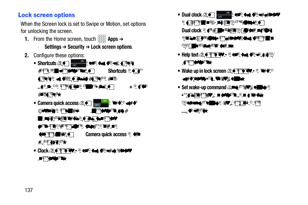 Verizon GH68-36971A manual Settings Security Lock screen options, Configure these options, 137 