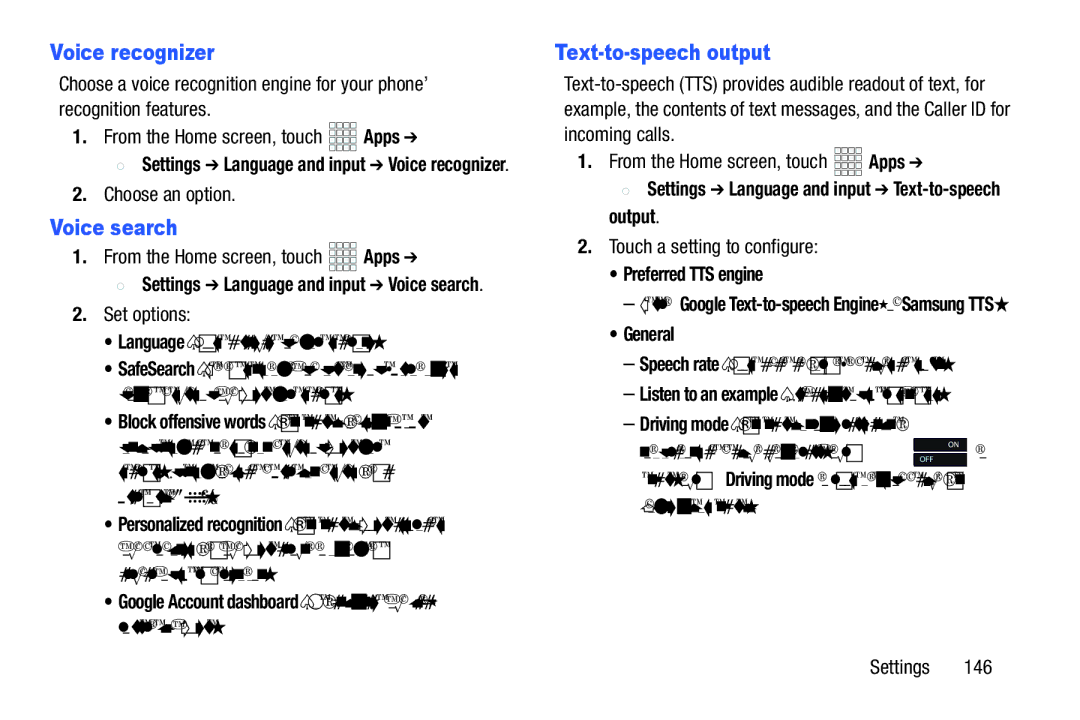 Verizon GH68-36971A manual Voice recognizer, Voice search, Text-to-speech output 