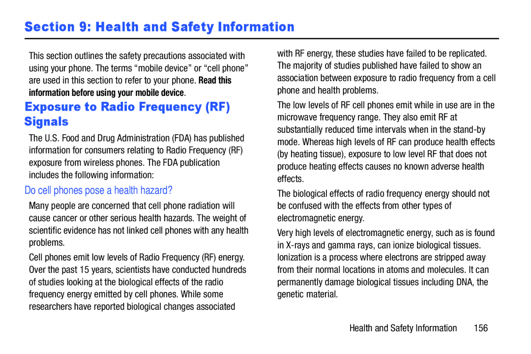 Verizon GH68-36971A manual Exposure to Radio Frequency RF Signals, Do cell phones pose a health hazard? 