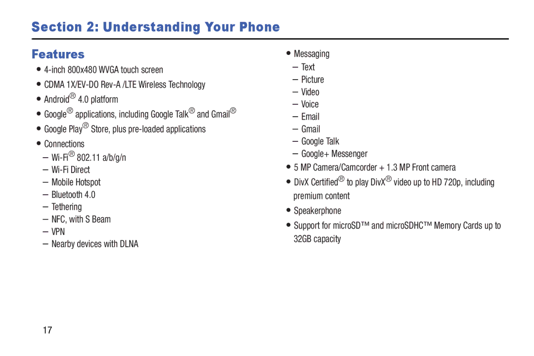 Verizon GH68-36971A manual Understanding Your Phone, Features 