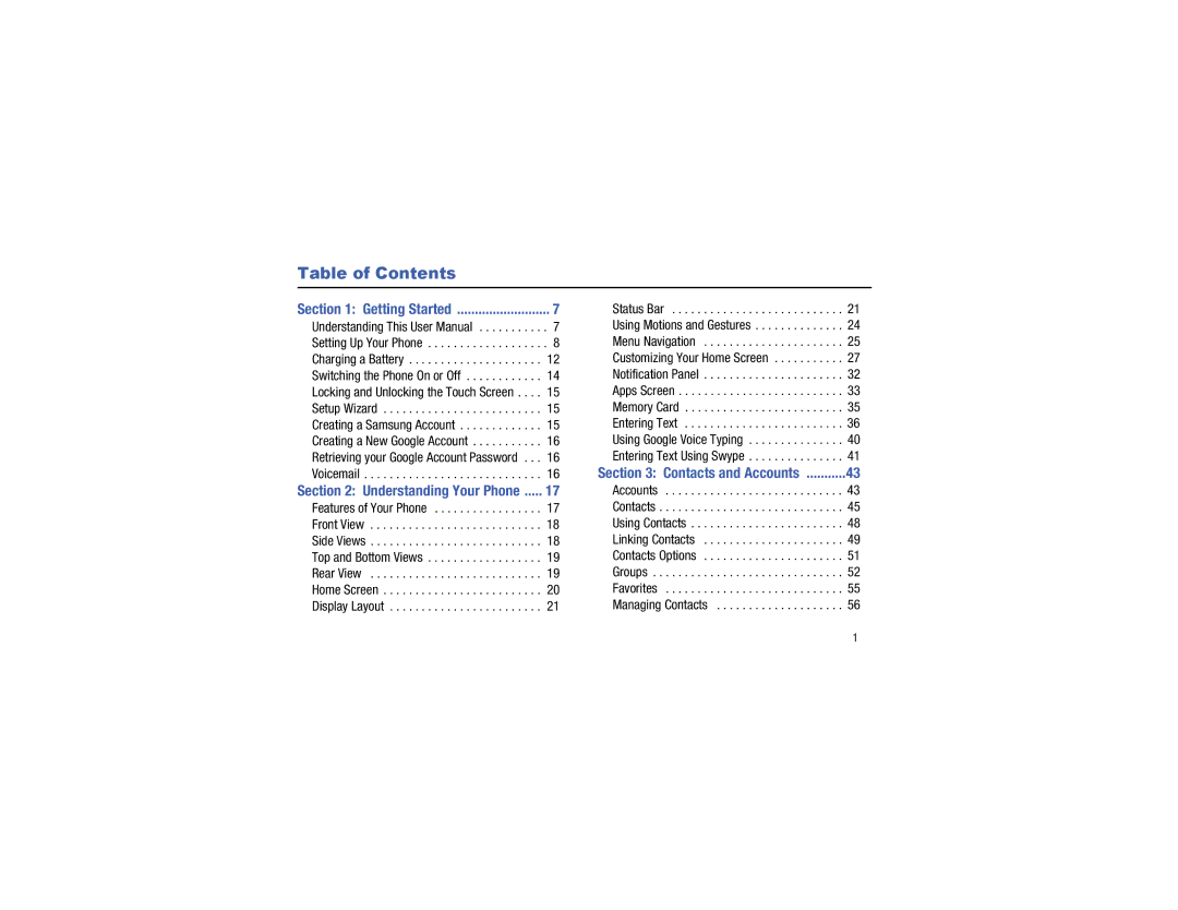 Verizon GH68-40021F manual Table of Contents 