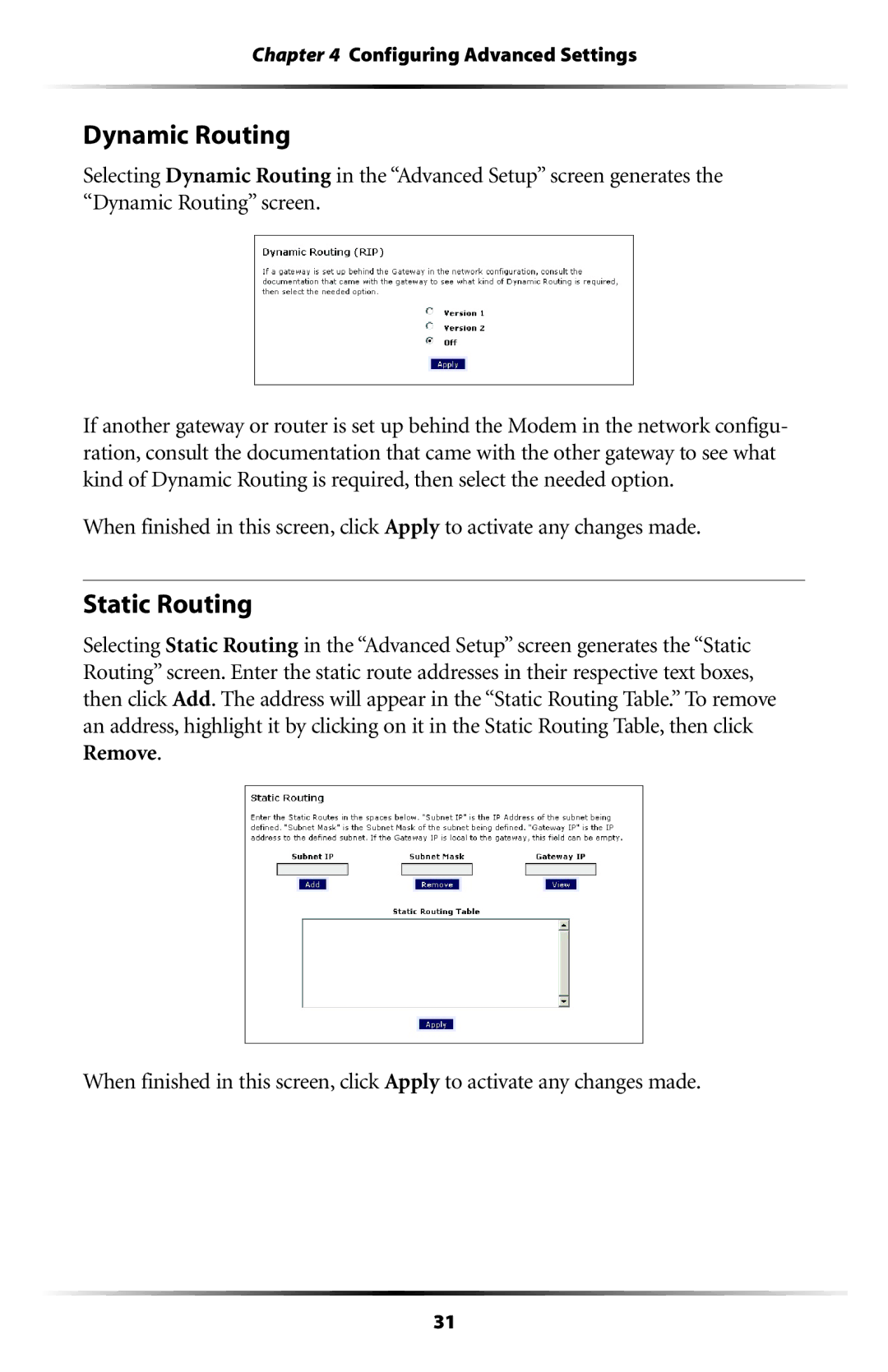 Verizon GT701C user manual Dynamic Routing, Static Routing 