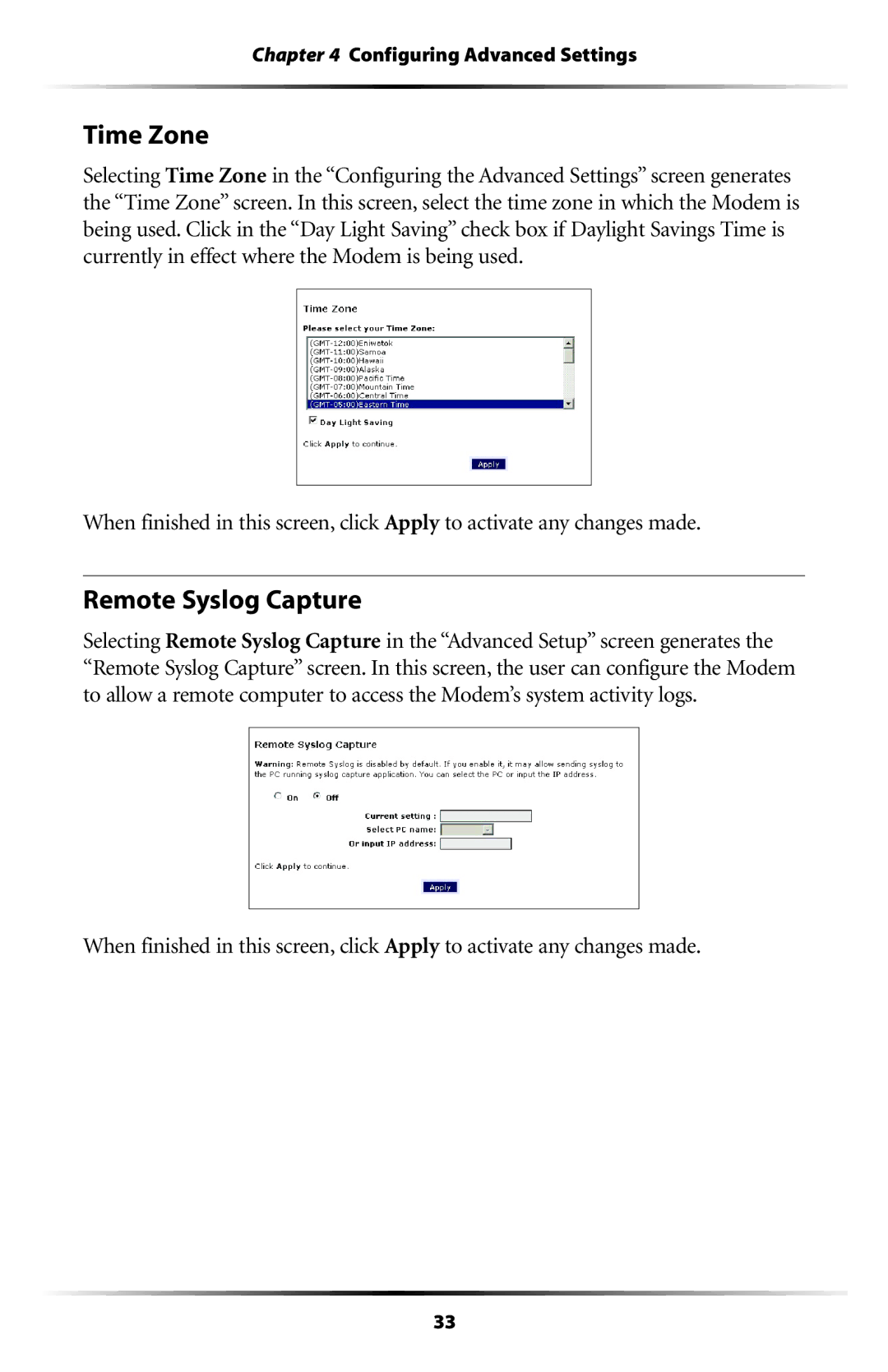 Verizon GT701C user manual Time Zone, Remote Syslog Capture 