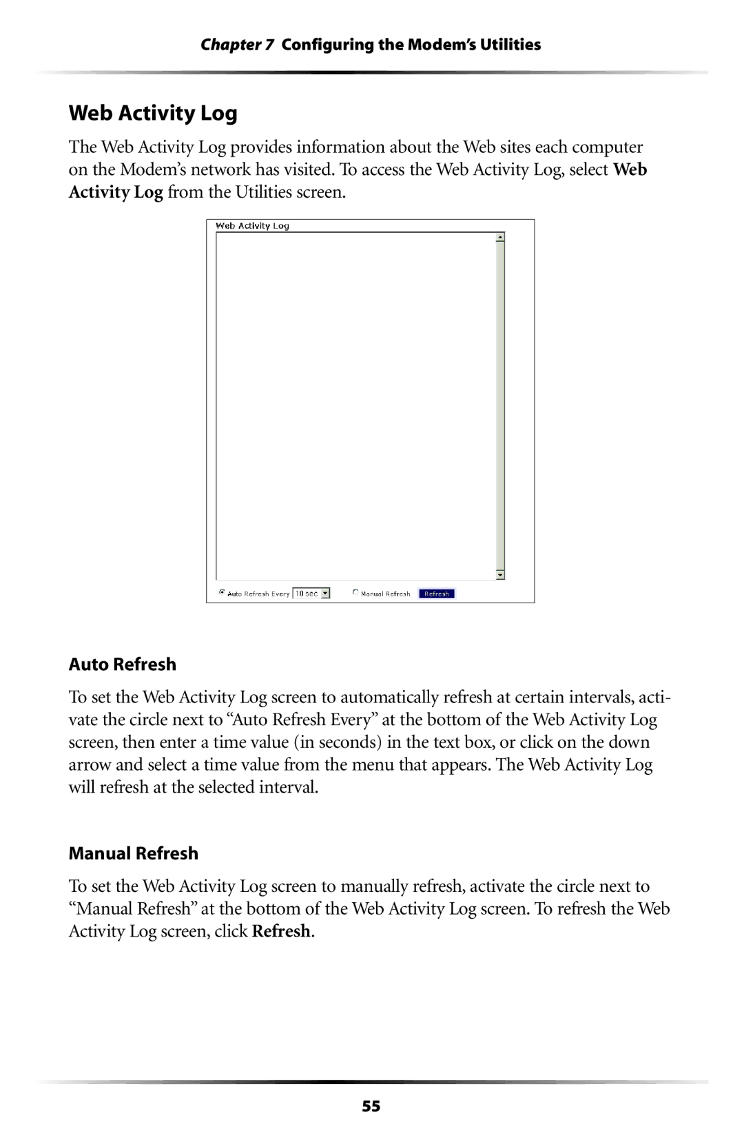 Verizon GT701C user manual Web Activity Log 