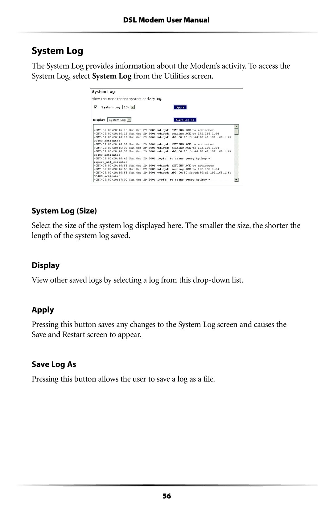 Verizon GT701C user manual System Log 