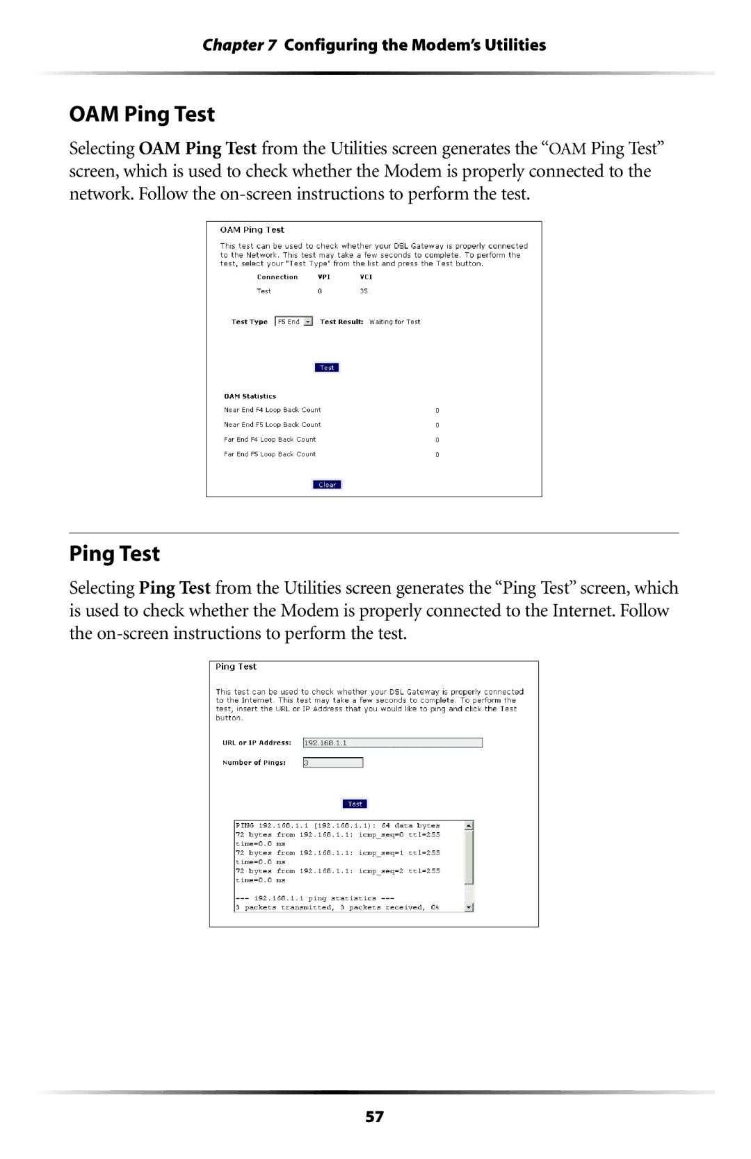 Verizon GT701C user manual OAM Ping Test 