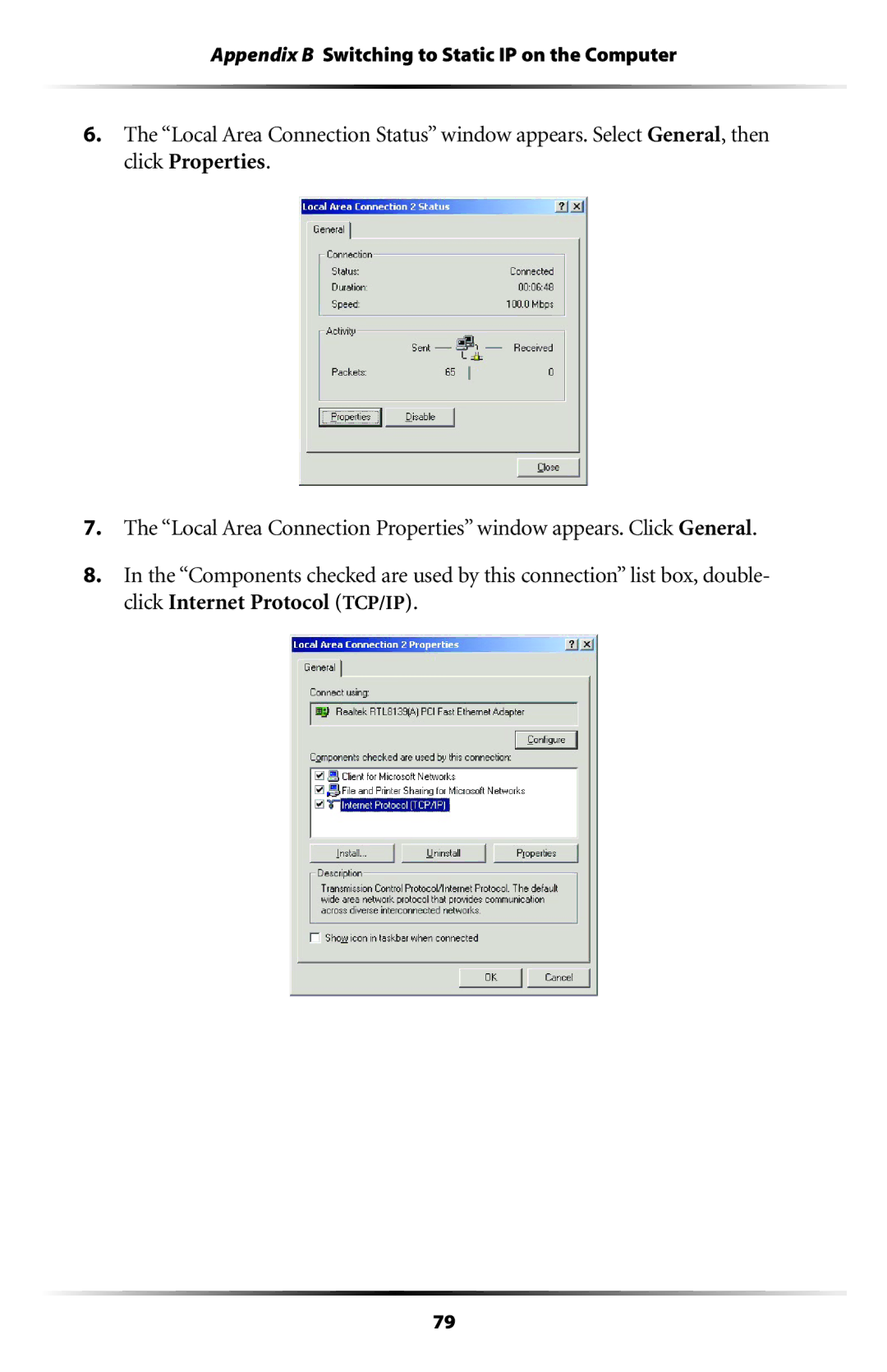 Verizon GT701C user manual Appendix B Switching to Static IP on the Computer 