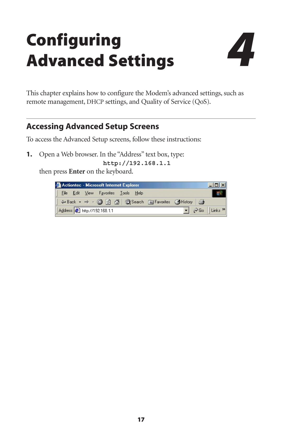 Verizon GT701C user manual Configuring4 Advanced Settings, Accessing Advanced Setup Screens 