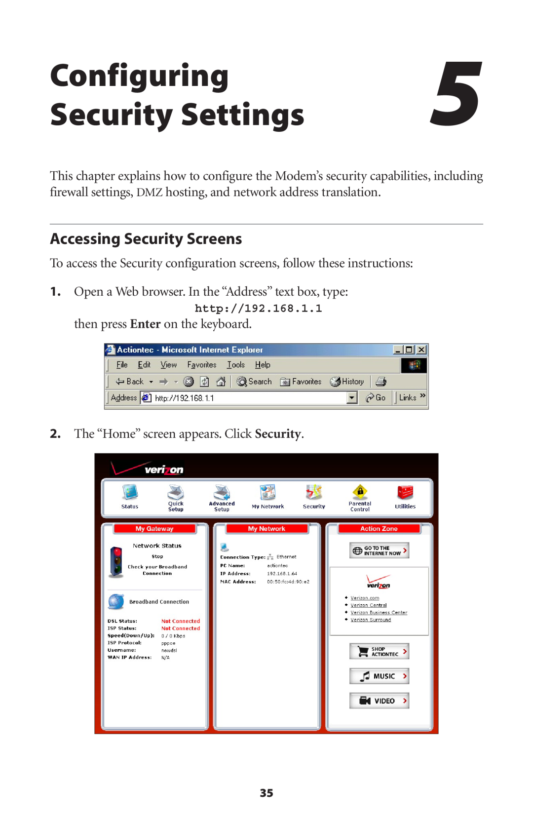 Verizon GT701C user manual Configuring5 Security Settings, Accessing Security Screens 