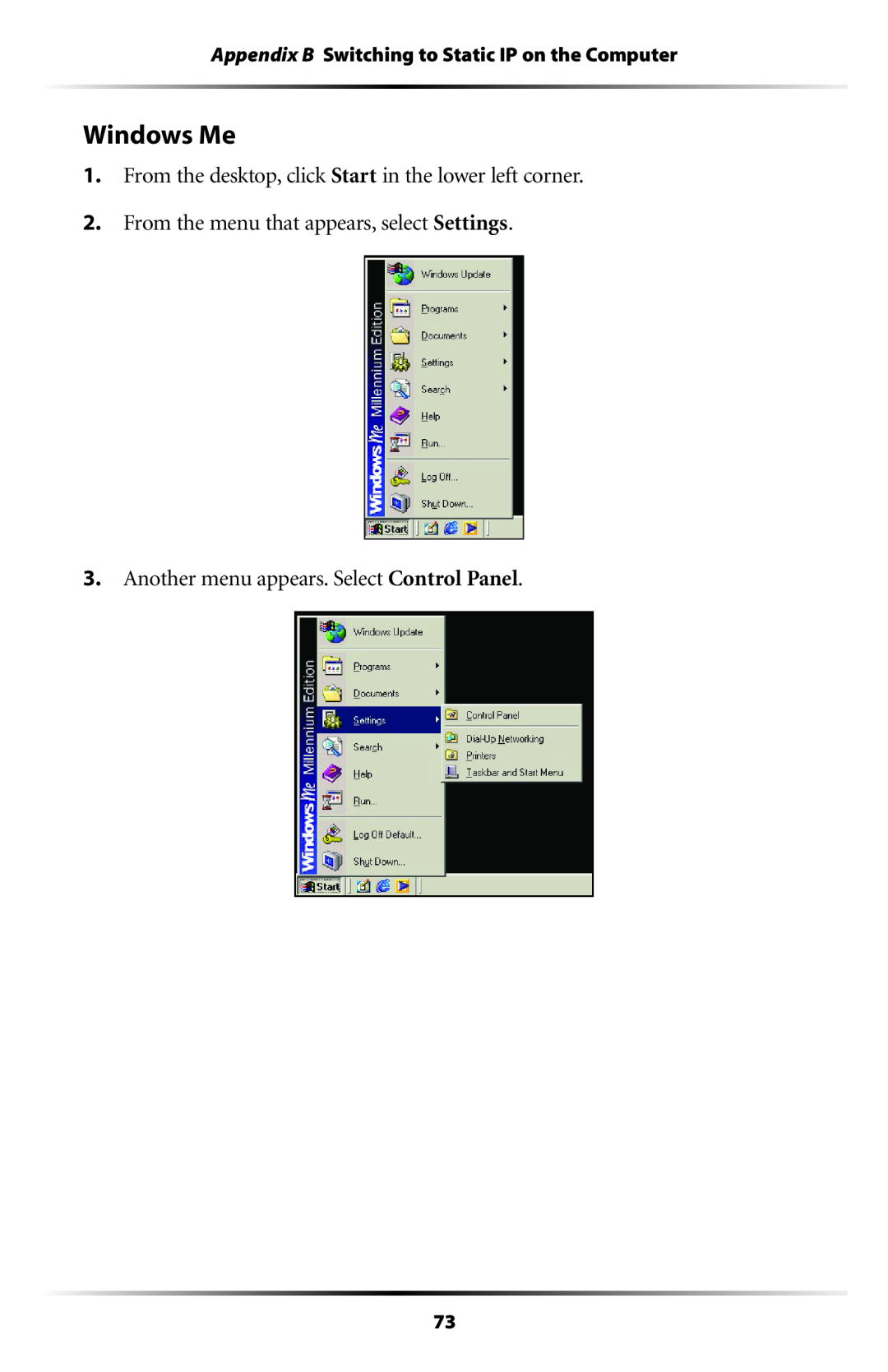 Verizon GT701C user manual Windows Me, From the desktop, click Start in the lower left corner 